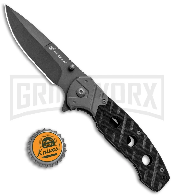 Smith & Wesson Black G-10 Clip Folding Knife - Gray Ti Plain Smith & Wesson Black G-10 Clip Folding Knife - Gray Ti Plain -Knivesand Tools Shop Smith and Wesson Clip LL Black G 10 Gray 1100062 BHQ 93644 jr bottlecap large