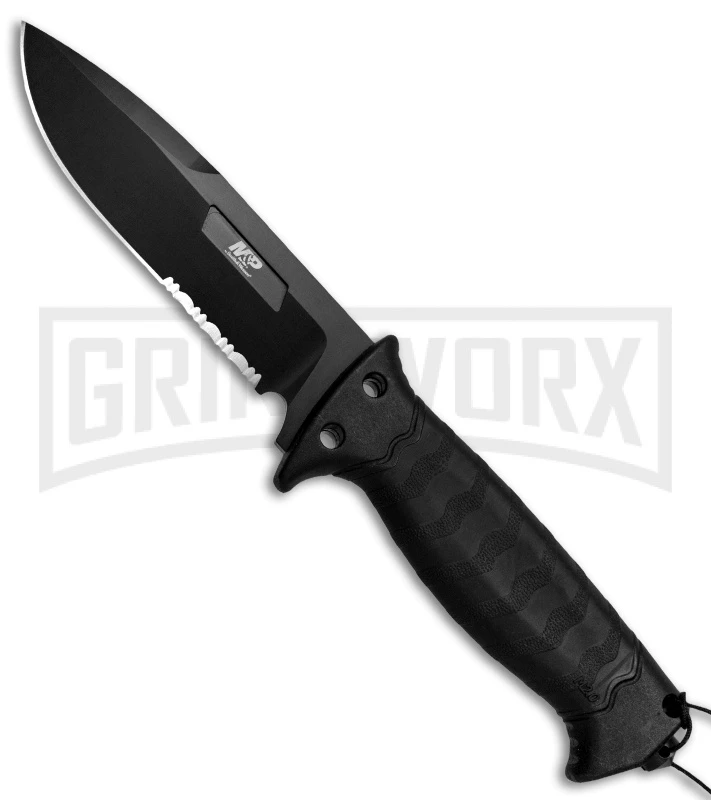 M&P Grip Swap Black Fixed Blade Knife - Black Serr M&P Grip Swap Black Fixed Blade Knife - Black Serr -Knivesand Tools Shop Smith and Wesson Gripswap Small Large 1085886 BHQ 81341 jr large