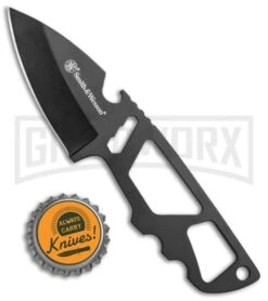 Smith & Wesson SW991 M&P Shield Fixed Blade Knife & Tool - Black Plain -Knivesand Tools Shop Smith and Wesson MP Shield Neck Knife Tool Black SW991 BHQ 78832 jr bottlecap large
