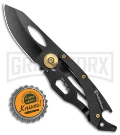 Smith & Wesson Black Multi-Tool Folding Knife Stainless Steel - Black Plain -Knivesand Tools Shop Smith and Wesson Multi Tool Stainless Steel 2in Blade BHQ 125120 jr bottlecap large