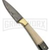 Tallen Fall White Bone Black Horn Fixed Blade Knife - Damascus Plain
