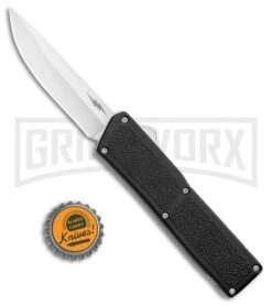 Thunder Black D/A OTF Automatic Knife - Satin Plain -Knivesand Tools Shop Thunder Black DA OTF Auto Satin GX 34185 jr bottlecap large