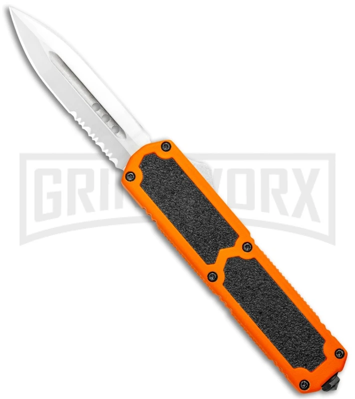 Titan Orange D/A OTF Automatic Knife - Satin Dagger Serr Titan Orange D/A OTF Automatic Knife - Satin Dagger Serr -Knivesand Tools Shop Titan DA OTF Orange Auto Satin Dagger Serr GX 36413 jr large
