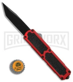 Titan Red D/A OTF Automatic Knife - Tanto Black Plain -Knivesand Tools Shop Titan Red DA Tanto black plain BP 25698 er bottlecap large