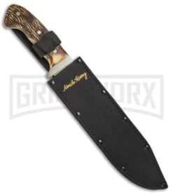 Uncle Henry Bowie Delring Stag Fixed Blade - Bowie Satin Plain 4 Uncle Henry Bowie Delring Stag Fixed Blade - Bowie Satin Plain -Knivesand Tools Shop Uncle Henry Large Bowie Delrin Stag SCH181UH BHQ 61898 jr sheath large