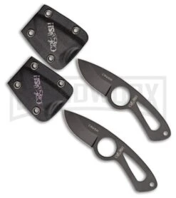 Utica His And Her Crush Black Fixed Blade Knife Set Of 2 - Black Plain