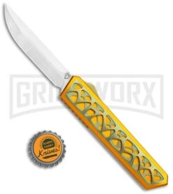 Vespa Knives Dark Star OTF Orange W/Gold Titanium Inlays - Satin Plain M390 -Knivesand Tools Shop Vespa Knives Dark Star OTF Orange Gold Ti Inlays M390 GX 36169 jr bottlecap large