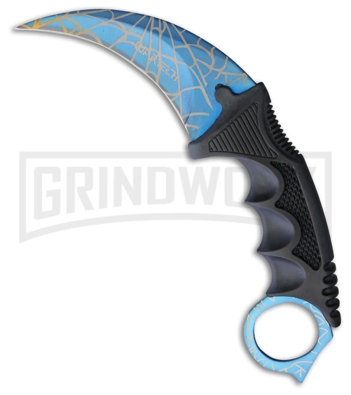 WarTech Spider Web Black Nylon Karambit Neck Knife - Blue Plain WarTech Spider Web Black Nylon Karambit Neck Knife - Blue Plain -Knivesand Tools Shop WarTech Spider Web Black Nylon Neck blue plain BHQ 81270 er large