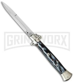 A.G.A. Campolin 15" Italian Stiletto Sim Horn Ring Pull Automatic Knife - Bayo