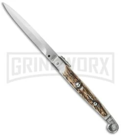 A.G.A. Campolin 9" Sicilian Stag Horn Picklock Automatic Knife - Bayonet