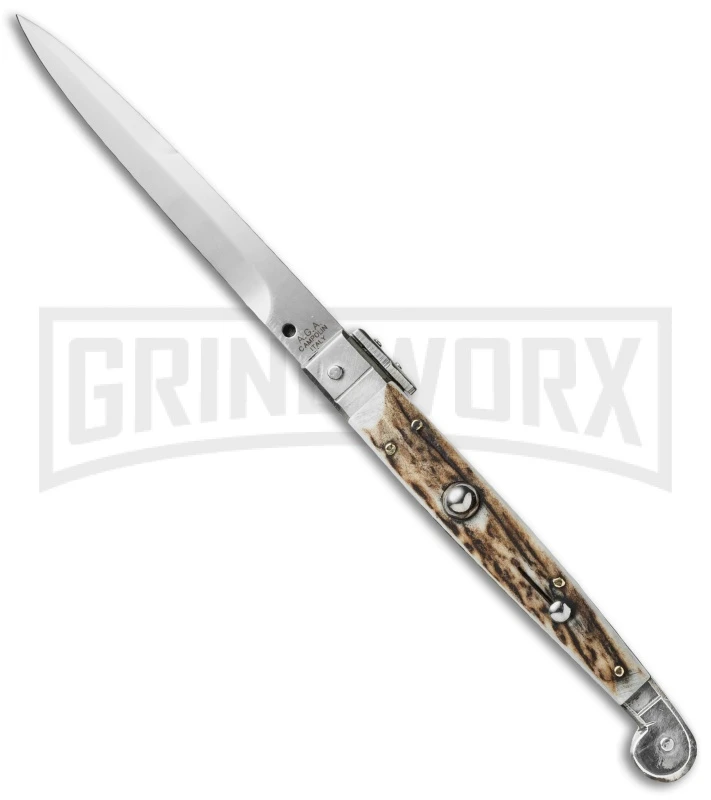 A.G.A. Campolin 9" Sicilian Stag Horn Picklock Automatic Knife - Bayonet A.G.A. Campolin 9" Sicilian Stag Horn Picklock Automatic Knife - Bayonet -Knivesand Tools Shop aga 9in sicilian stag picklock cm large