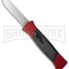 AKC 777 Blackfinger Red/Black OTF Automatic Knife - Flat Grind Satin Plain -Knivesand Tools Shop akc 777 red satin flat cm large