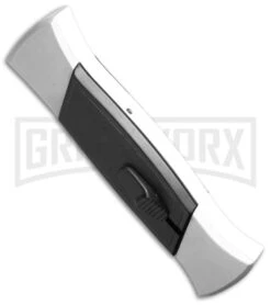 AKC 777 Blackfinger White/Black OTF Automatic Knife - Flat Grind Satin Plain 4 AKC 777 Blackfinger White/Black OTF Automatic Knife - Flat Grind Satin Plain -Knivesand Tools Shop akc 777 white satin flat bottom cm large