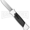 AKC 777 Blackfinger White/Black OTF Automatic Knife - Flat Grind Satin Plain -Knivesand Tools Shop akc 777 white satin flat cm large