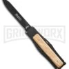 AKC Gravit-E Black/Wood Manual OTF Knife - Black Plain -Knivesand Tools Shop akc black natural black large