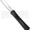 AKC Concord Black OTF Automatic Knife - Flat Grind Satin Plain -Knivesand Tools Shop akc concord black silver flat large