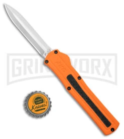 AKC F-20 Orange D/A OTF Dagger Automatic Knife - Satin Plain -Knivesand Tools Shop akc f 20 da otf auto black Orange aluminum Satin dagger BHQ 177350 jr bottlecap large
