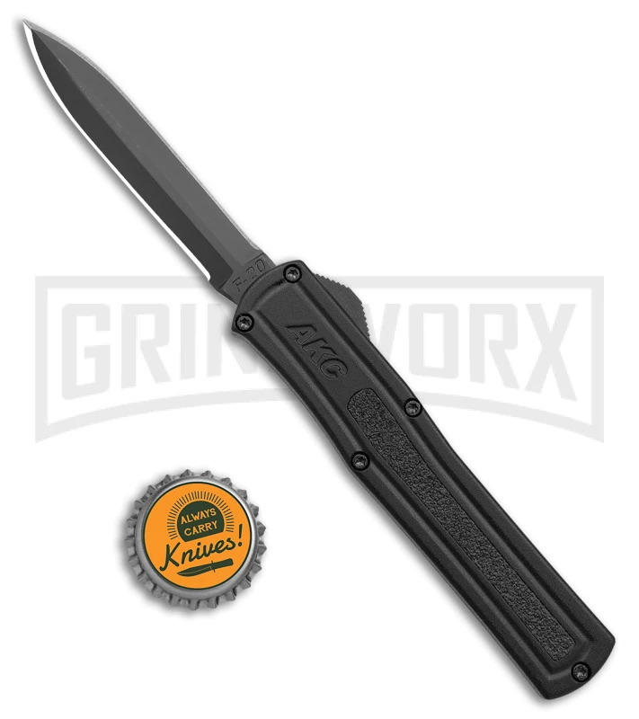 AKC F-20 Black D/A OTF Automatic Knife - Dagger Black Plain AKC F-20 Black D/A OTF Automatic Knife - Dagger Black Plain -Knivesand Tools Shop akc f 20 da otf auto black aluminum black dagger BHQ 177898 jr bottlecap large