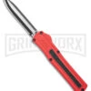 AKC F-20 Red D/A OTF Automatic Knife - Two Tone Plain -Knivesand Tools Shop akc f 20 da otf auto black red aluminum tt dagger BHQ 177264 jr large