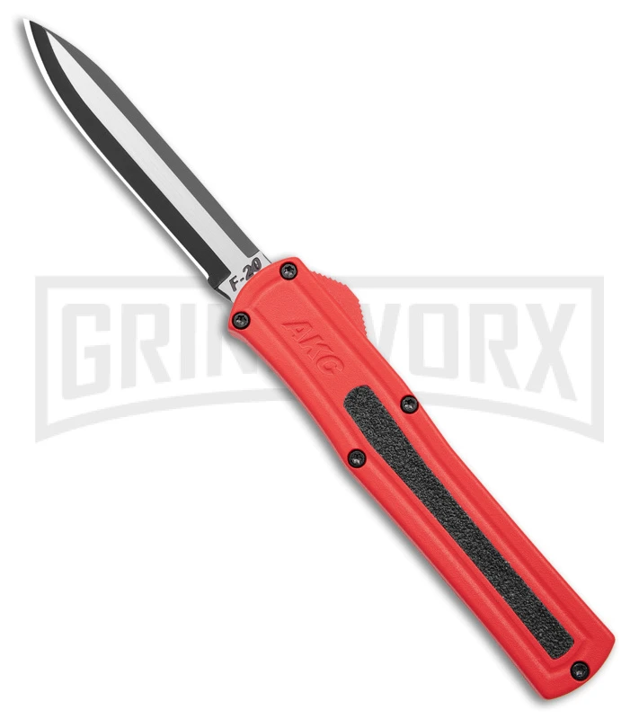 AKC F-20 Red D/A OTF Automatic Knife - Two Tone Plain AKC F-20 Red D/A OTF Automatic Knife - Two Tone Plain -Knivesand Tools Shop akc f 20 da otf auto black red aluminum tt dagger BHQ 177264 jr large