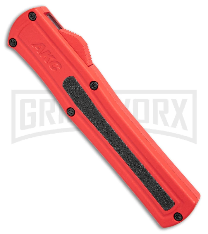 AKC F-20 Red D/A OTF Automatic Knife - Two Tone Plain AKC F-20 Red D/A OTF Automatic Knife - Two Tone Plain -Knivesand Tools Shop akc f 20 da otf auto black red aluminum tt dagger BHQ 177264 jr spine large