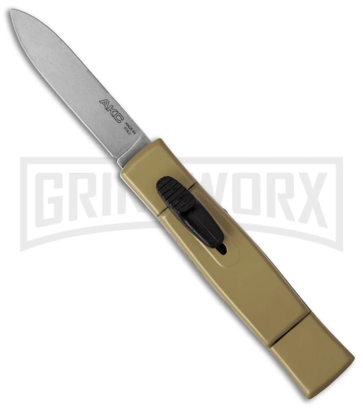 AKC Minion Concord Desert Tan OTF Automatic Knife - Satin Plain AKC Minion Concord Desert Tan OTF Automatic Knife - Satin Plain -Knivesand Tools Shop akc minion otf desert tan satin cm large