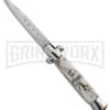 9" Anomaly Stiletto White Marble Automatic Knife - Bayonet -Knivesand Tools Shop anomaly stiletto a155bl white marble large
