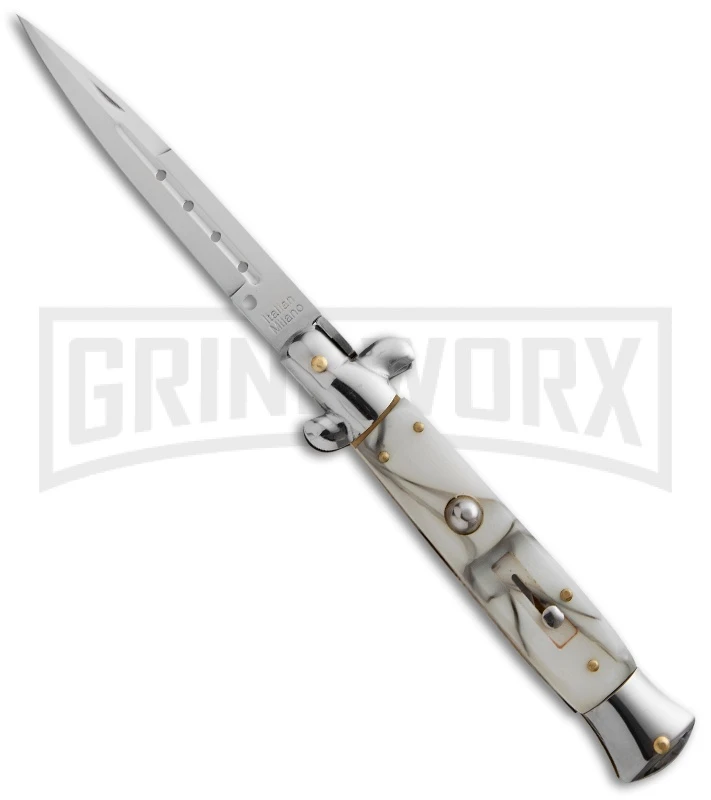 9" Anomaly Stiletto White Marble Automatic Knife - Bayonet 9" Anomaly Stiletto White Marble Automatic Knife - Bayonet -Knivesand Tools Shop anomaly stiletto a155bl white marble large