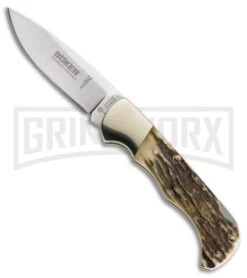 Boker Folding Hunter Lockback Knife Brown Stag (3" Satin) 110135HH