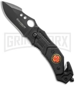 Boker Magnum Mini FD Rescue Black Folding Knife - Black Plain