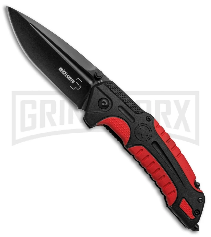 Boker Plus Savior 1 Red Liner Lock Knife - Black Plain Boker Plus Savior 1 Red Liner Lock Knife - Black Plain -Knivesand Tools Shop boker plus savior 1 black red 01BO320 BHQ 36334 er large