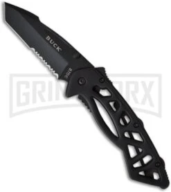 Buck Knives Buck Bones 870 Black Folding Knife - Black Serr