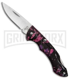 Buck Knives Buck Nano Bantam Pink Muddy Girl Camo Folding Knife - Satin Plain