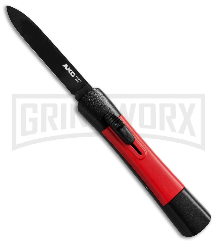 AKC Concord Black/Red OTF Automatic Knife - Flat Grind Black Plain AKC Concord Black/Red OTF Automatic Knife - Flat Grind Black Plain -Knivesand Tools Shop conc black red single black large