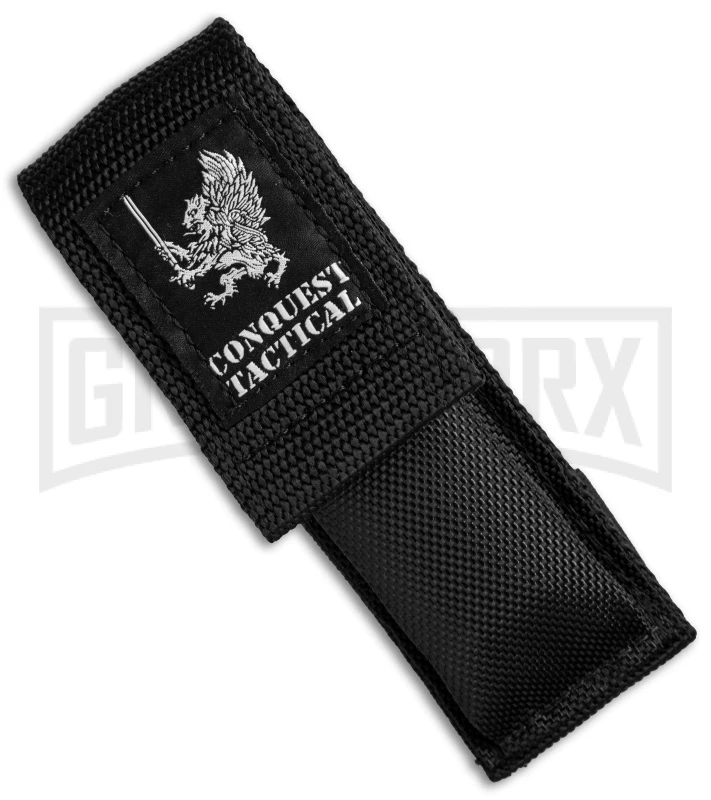 Conquest Tactical Fury Black D/A OTF Automatic Knife - Stonewash Plain Conquest Tactical Fury Black D/A OTF Automatic Knife - Stonewash Plain -Knivesand Tools Shop conquest tactical bk st sw sheath cm large