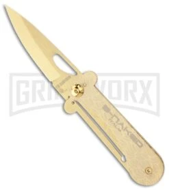 FB Frank Beltrame Gold B-Naked Folding Knife - Gold Plain