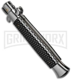 Frank B 9" Italian Stiletto Sim Carbon Fiber Automatic Knife -Satin Dagger -Knivesand Tools Shop frank b 9in stiletto cf dagger closed dl large