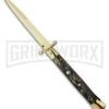 Frank B. 11" Italian Swinguard Gold Plated Dark Horn Automatic Knife - Bayonet -Knivesand Tools Shop frank b stillettos 11 swing guard gold dark horn bayo large