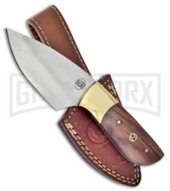 Frost Cutlery Chipaway Prairie Dog Brown Wood Fixed Blade Knife - Satin Plain