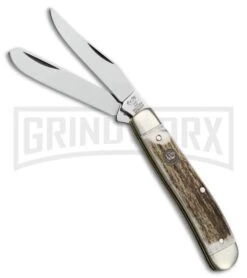 Frost Cutlery Hen & Rooster Small Trapper Stag Antler Pocket Knife