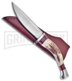 Frost Cutlery Kudu Skinner Stag Antler Fixed Blade Knife - Satin Plain