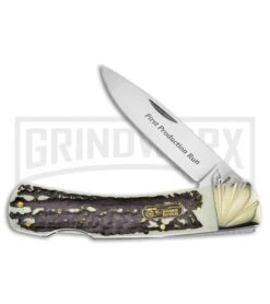 Frost Cutlery Ocoee River Side By Side Brown Stag Lockback Knife