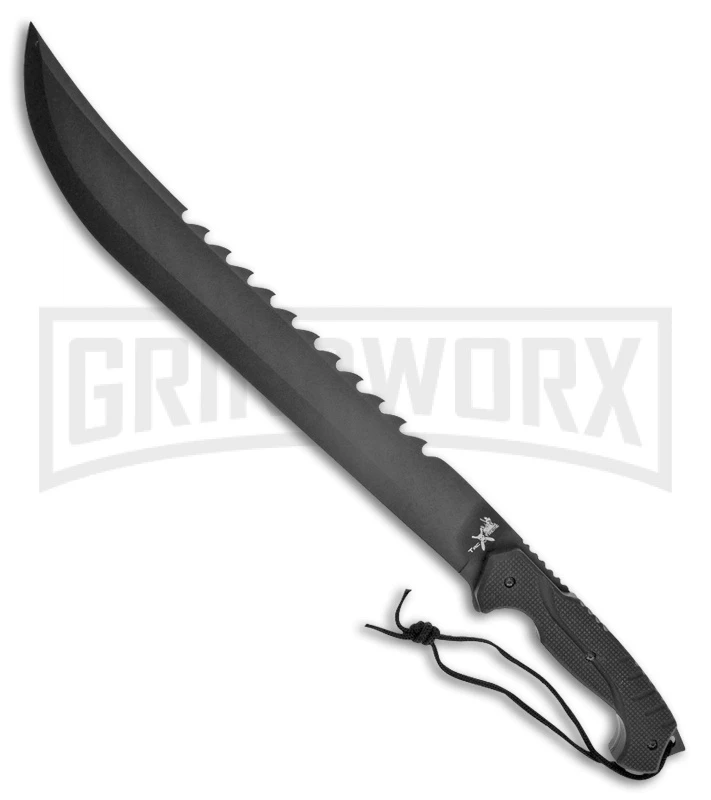 Frost Cutlery Tac Xtreme Slit Black Rubber Trailing Point Machete - Black Frost Cutlery Tac Xtreme Slit Black Rubber Trailing Point Machete - Black -Knivesand Tools Shop frost cutlery tac xtreme slit trailing point machete black rubber black BP 26880 jr large