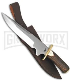Frost Cutlery Trophy Stag Bowie Stag Antler Fixed Blade Knife - Satin Plain