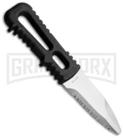 Gerber River Shorty Black Plastic Fixed Blade Dive Knife - Satin Serr -Knivesand Tools Shop gerber 30 000967n river shorty black back large
