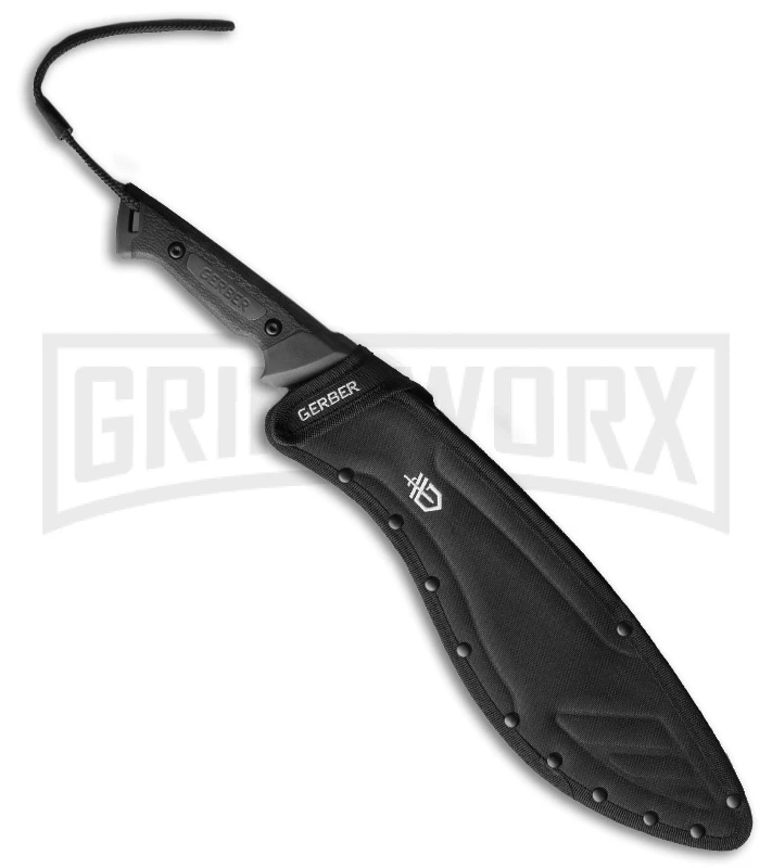Gerber Gator Kukri Machete - Black Plain Gerber Gator Kukri Machete - Black Plain -Knivesand Tools Shop gerber fixed gator kukri machete black 31 002074 sheath large