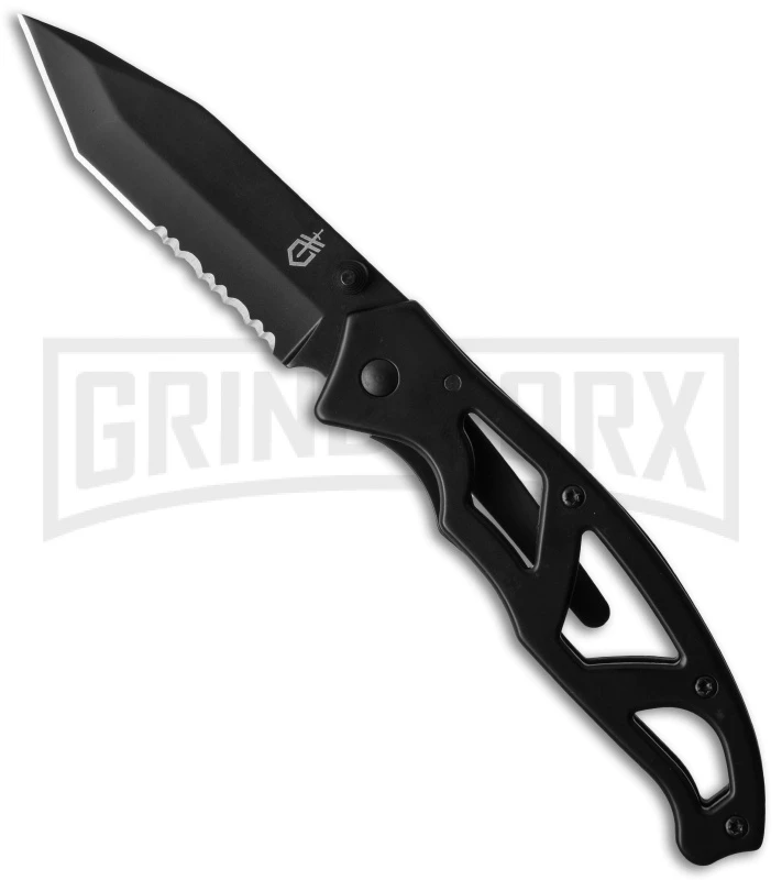 Gerber Knives Paraframe Black Folding Knife - Tanto Black Serr Gerber Knives Paraframe Black Folding Knife - Tanto Black Serr -Knivesand Tools Shop gerber paraframe tanto 000652 large