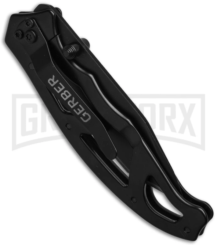 Gerber Knives Paraframe Black Folding Knife - Tanto Black Serr Gerber Knives Paraframe Black Folding Knife - Tanto Black Serr -Knivesand Tools Shop gerber paraframe tanto 000652 side large