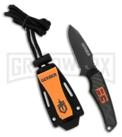 Gerber Bear Grylls Compact Fixed Blade Knife - Black Plain -Knivesand Tools Shop gerberfixed ultra compact 31 001516 sheath back large