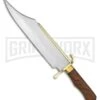Tallen Primitive Bowie Brown Wood Fixed Blade Knife - Two-Tone Plain